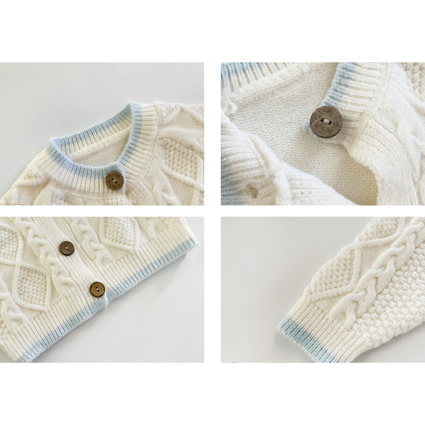 【メール便OK】袖口と裾のライン配色ウッドボタンニットセーター wrw25aw020