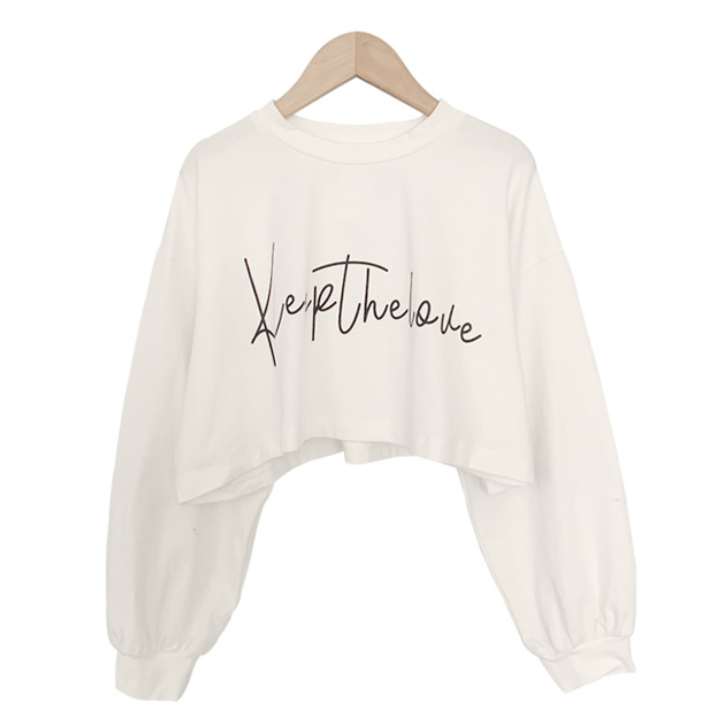 【メール便OK】ロゴプリントクロップド長袖ロンT wrw24aw325