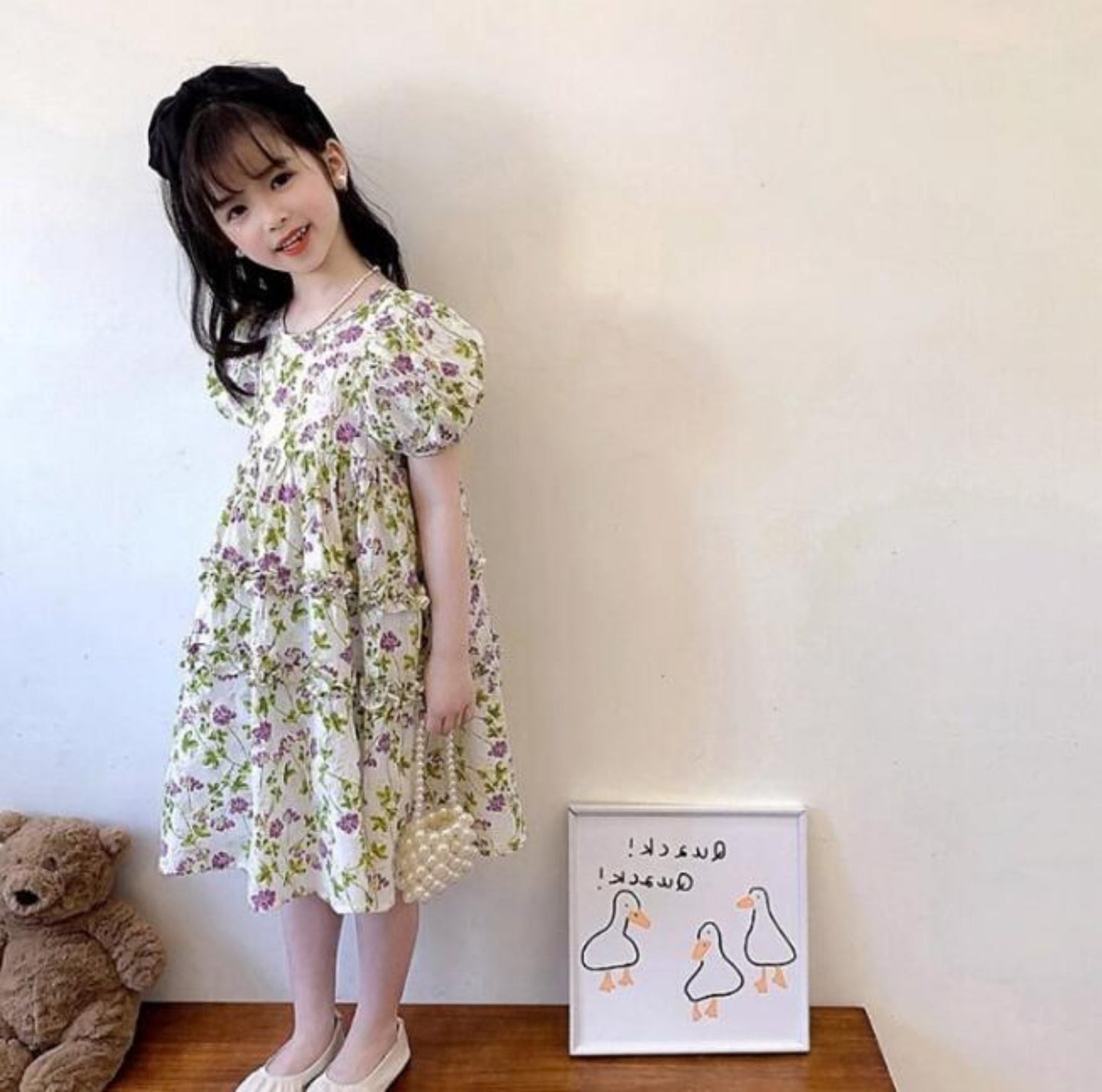 【メール便OK】花柄パフスリーブワンピース wrw25ss190