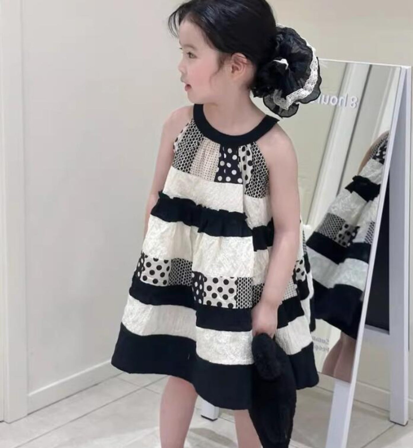 【メール便OK】しろくろパッチワークワンピース wrw25ss200
