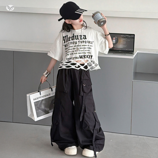 【メール便OK】英字ロゴプリント 裾クラッシュクロップドTシャツ wrw1062866