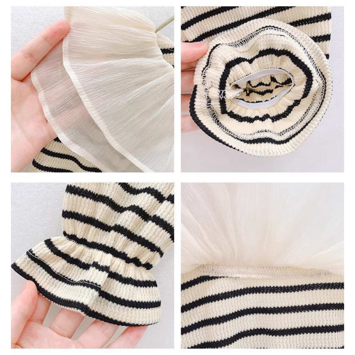 【メール便OK】フリル付きボーダートップスロンT wrw25sp165