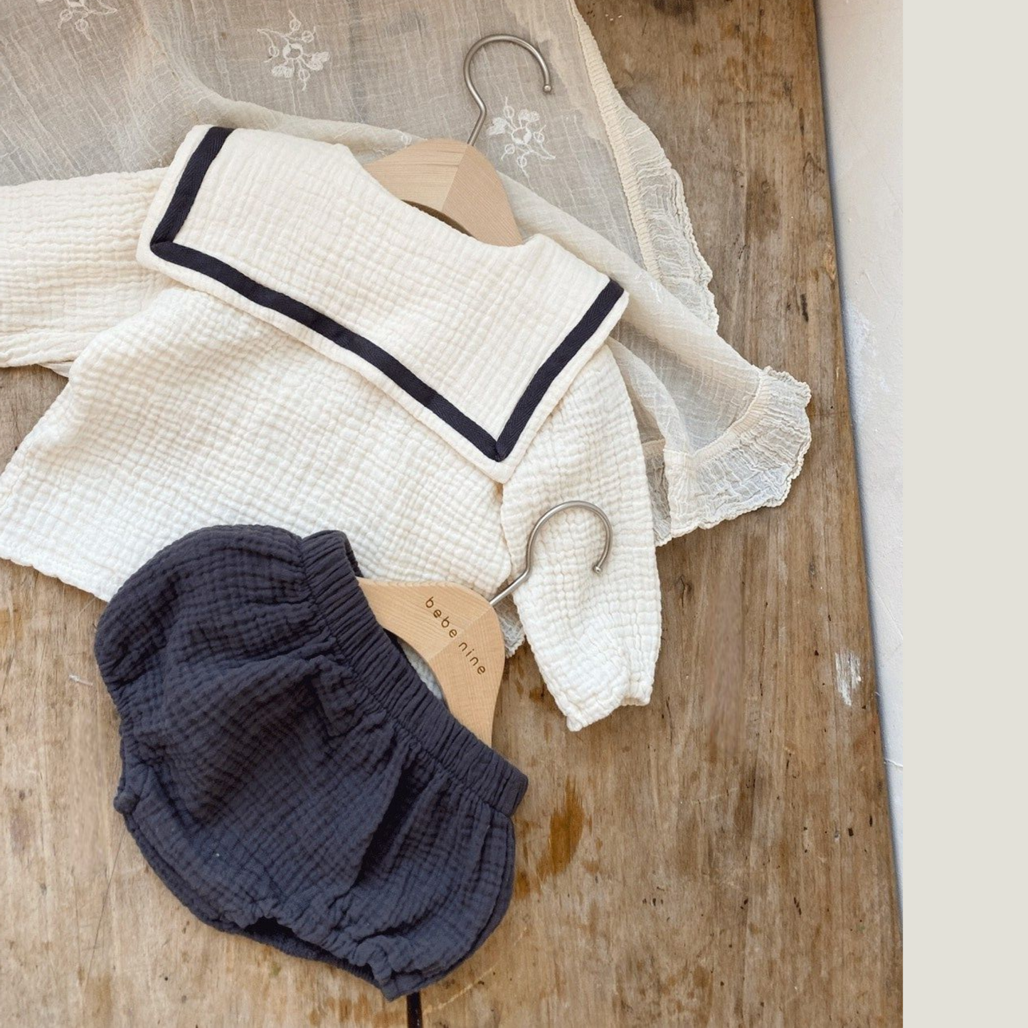 【メール便OK】セーラー襟ベビーセットアップ wrw25sp064