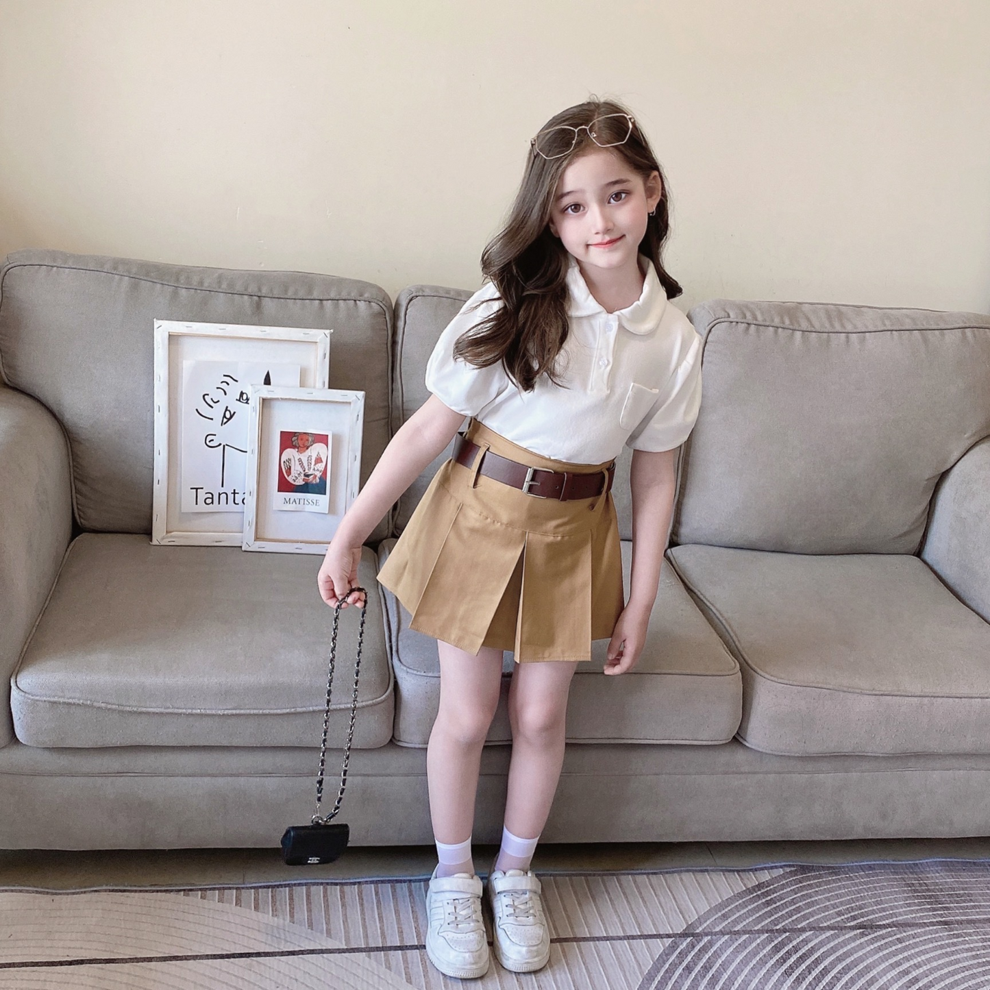 太めのベルト付きプリーツスカート wrw25aw083