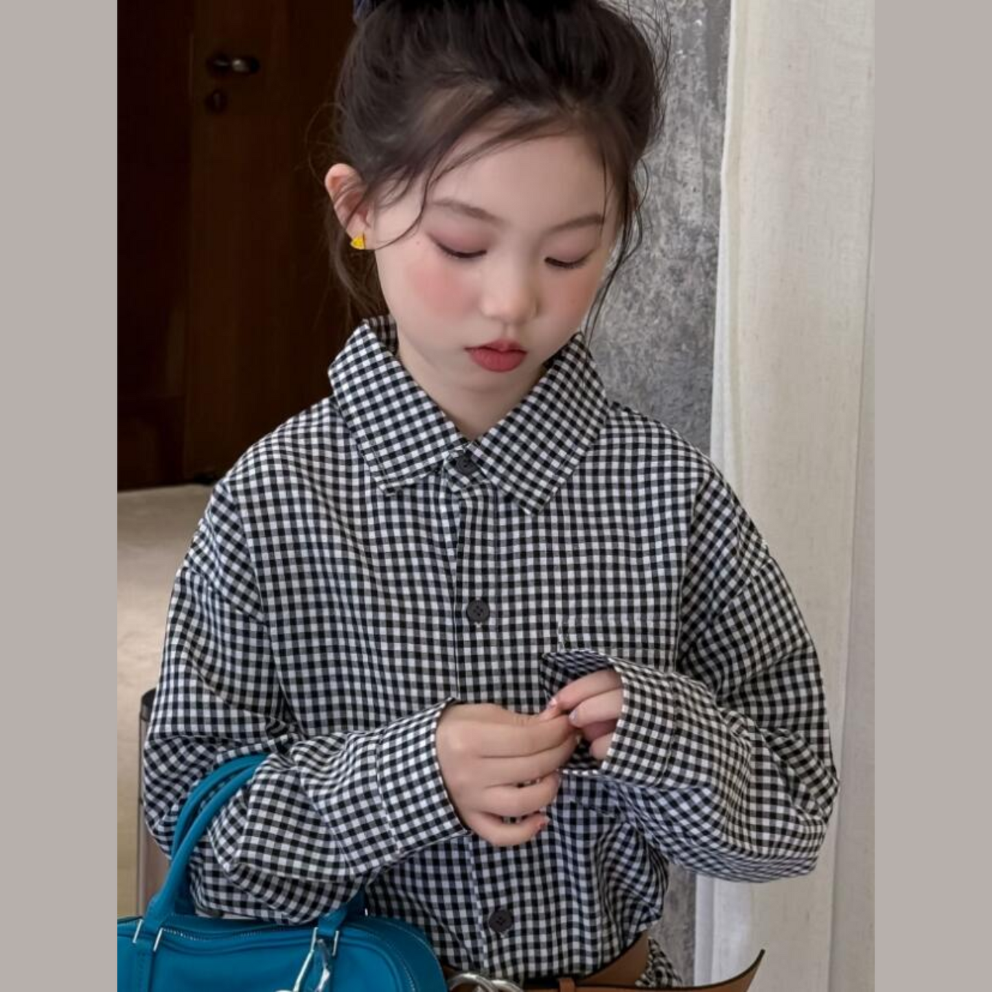 長袖ギンガムチェックワンピース  wrw25aw065