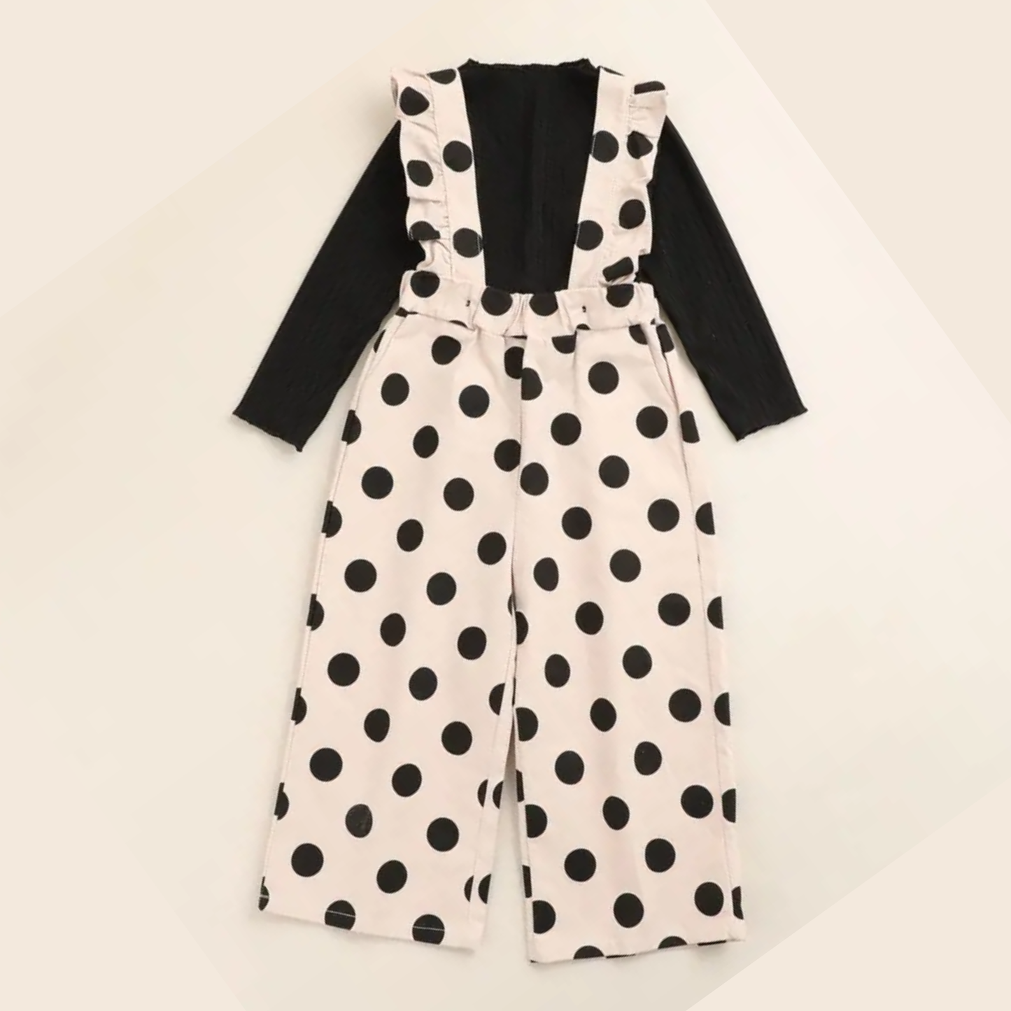 肩フリルドットサロペット+ロンTセット wrw25sp079