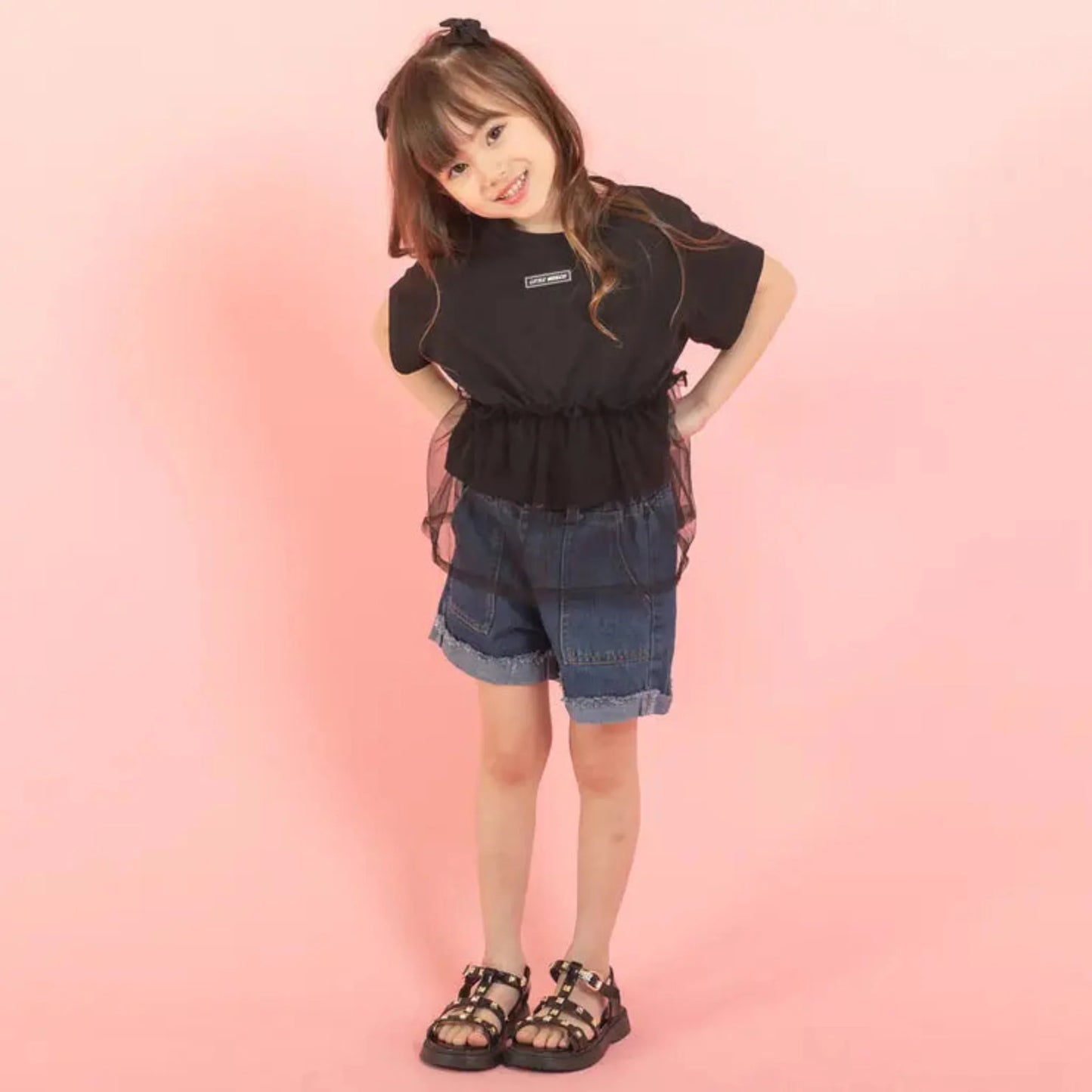 【メール便OK】オーガンジードッキングクロップドTシャツ wrw25ss096