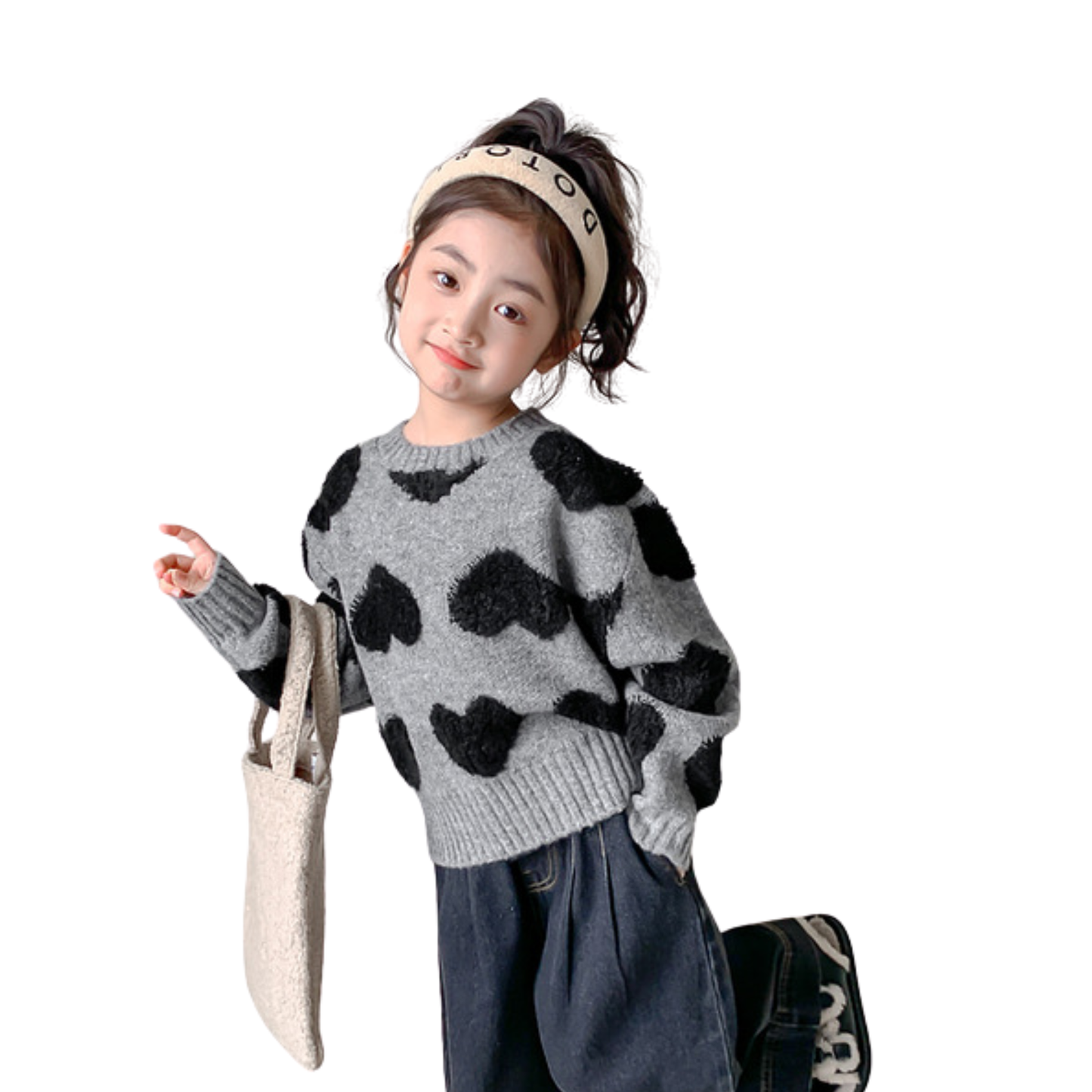 ハート柄長袖ニットスウェットロンT　wrw25aw244