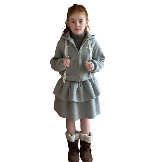 フードジップパーカーとスカートセットアップ　wrw25aw218