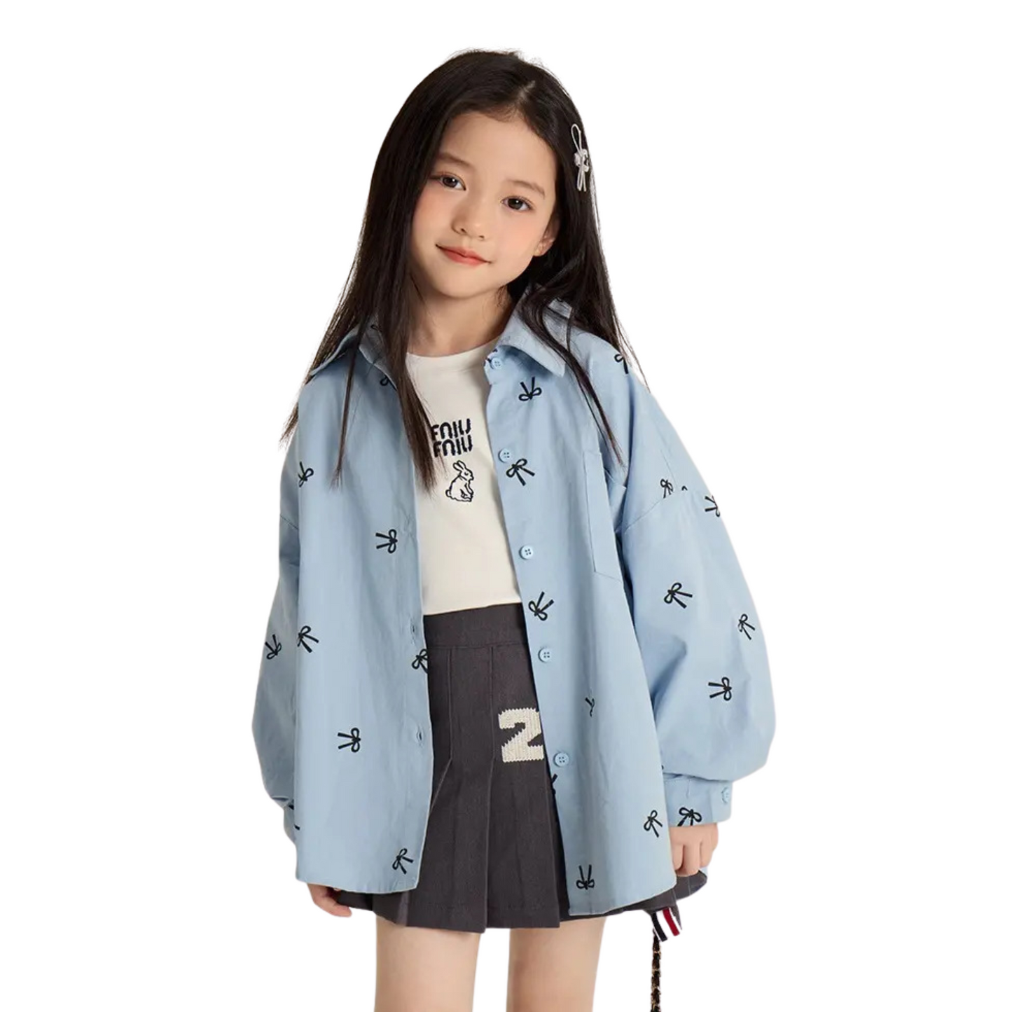 【メール便OK】リボンプリント長袖シャツ wrw25aw093