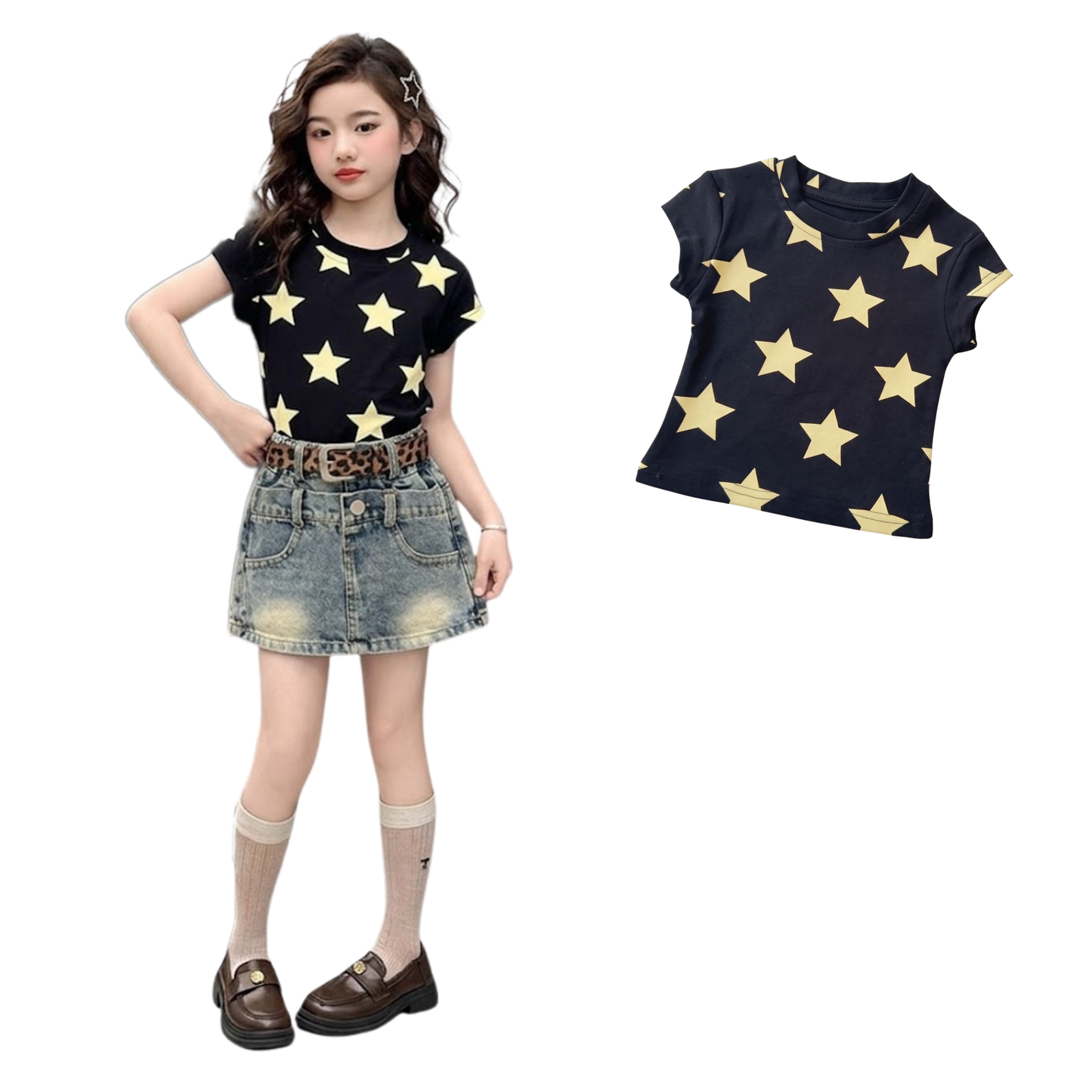 ビッグスター総柄 半袖Tシャツ	wrw1062106