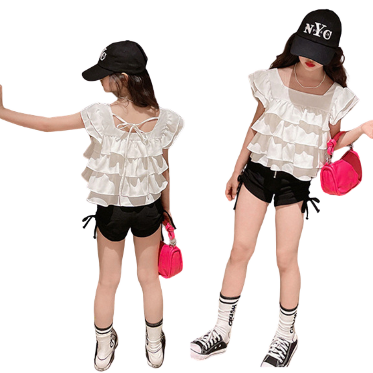 【メール便OK】フリルスクエアネックTシャツ  wrw25ss405