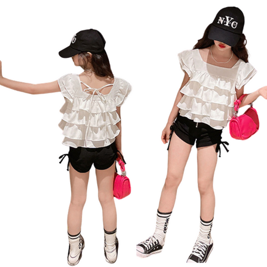 【メール便OK】フリルスクエアネックTシャツ  wrw25ss405
