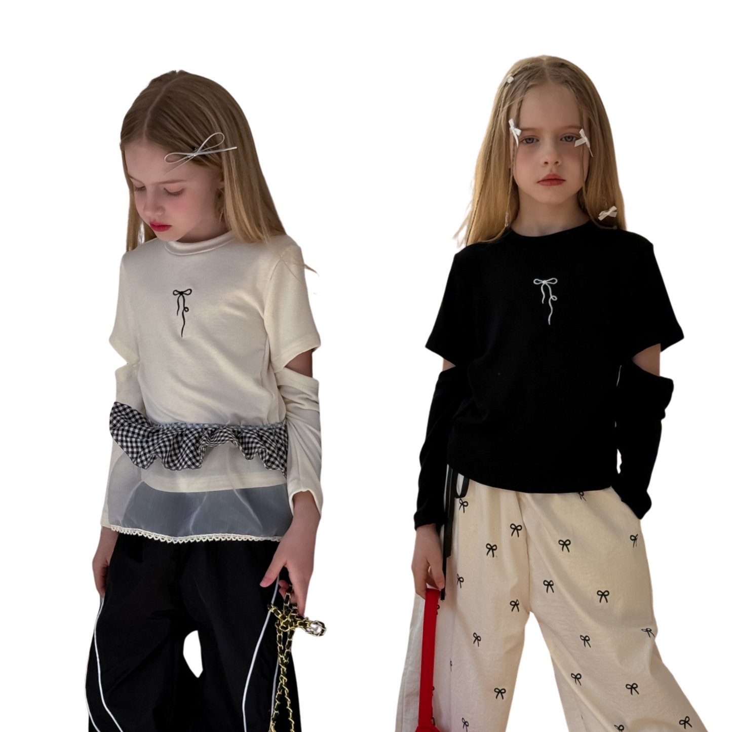 【メール便OK】スリットカットアウト袖リボンロンT   wrw25sp081