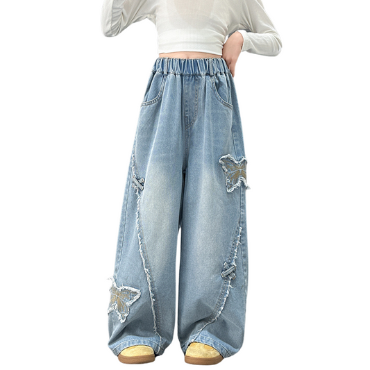 バタフライ刺繍ワイドデニムパンツ wrw25aw072