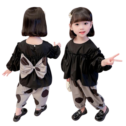 ボリューム袖トップスとドットパンツセットアップ　wrw24aw110 / wrw24ss321