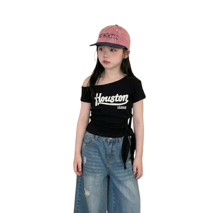 ロゴ アシンメトリー サイドリボンTシャツ	   wrw1062276