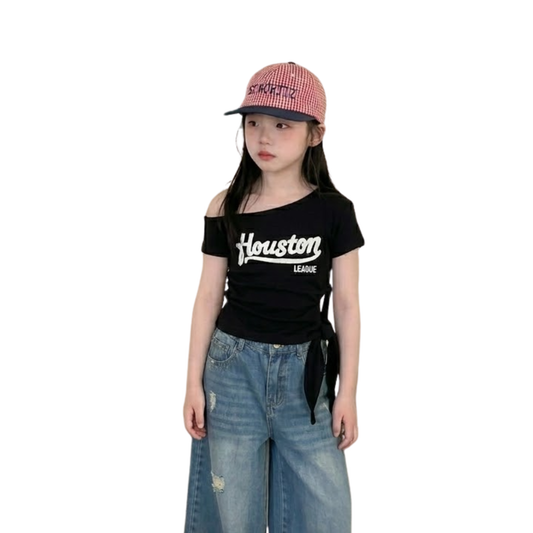 ロゴ アシンメトリー サイドリボンTシャツ	   wrw1062276