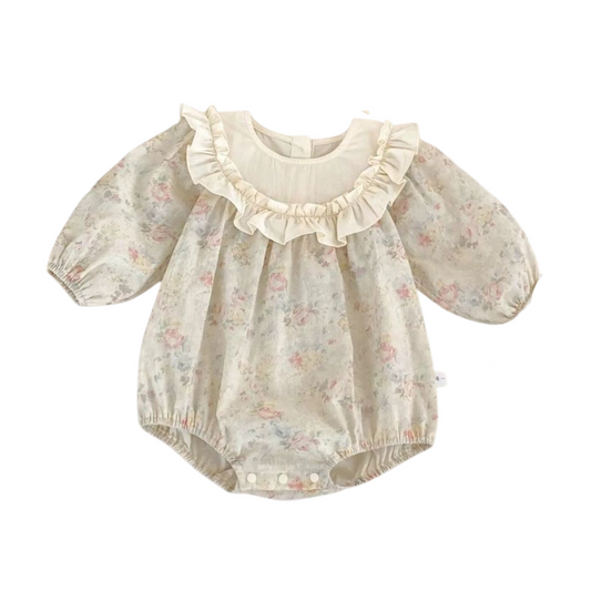 やわらかな花柄xフリル襟秋ロンパース wrw25aw027