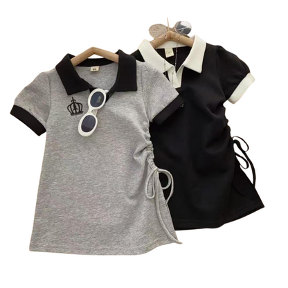 【メール便OK】かわいい ドローストリングポロ スカートワンピース   wrw25ss431