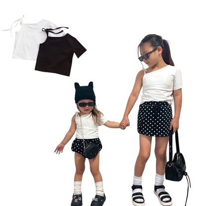 ワンショルダー ストラップ クロップドTシャツ 　wrw1062716