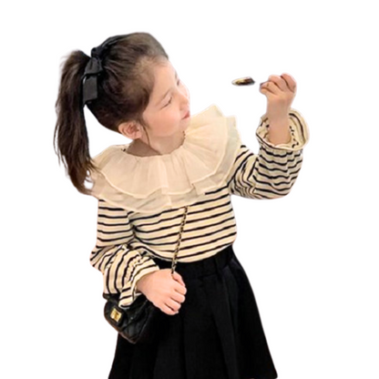 【メール便OK】フリル付きボーダートップスロンT  wrw25sp165