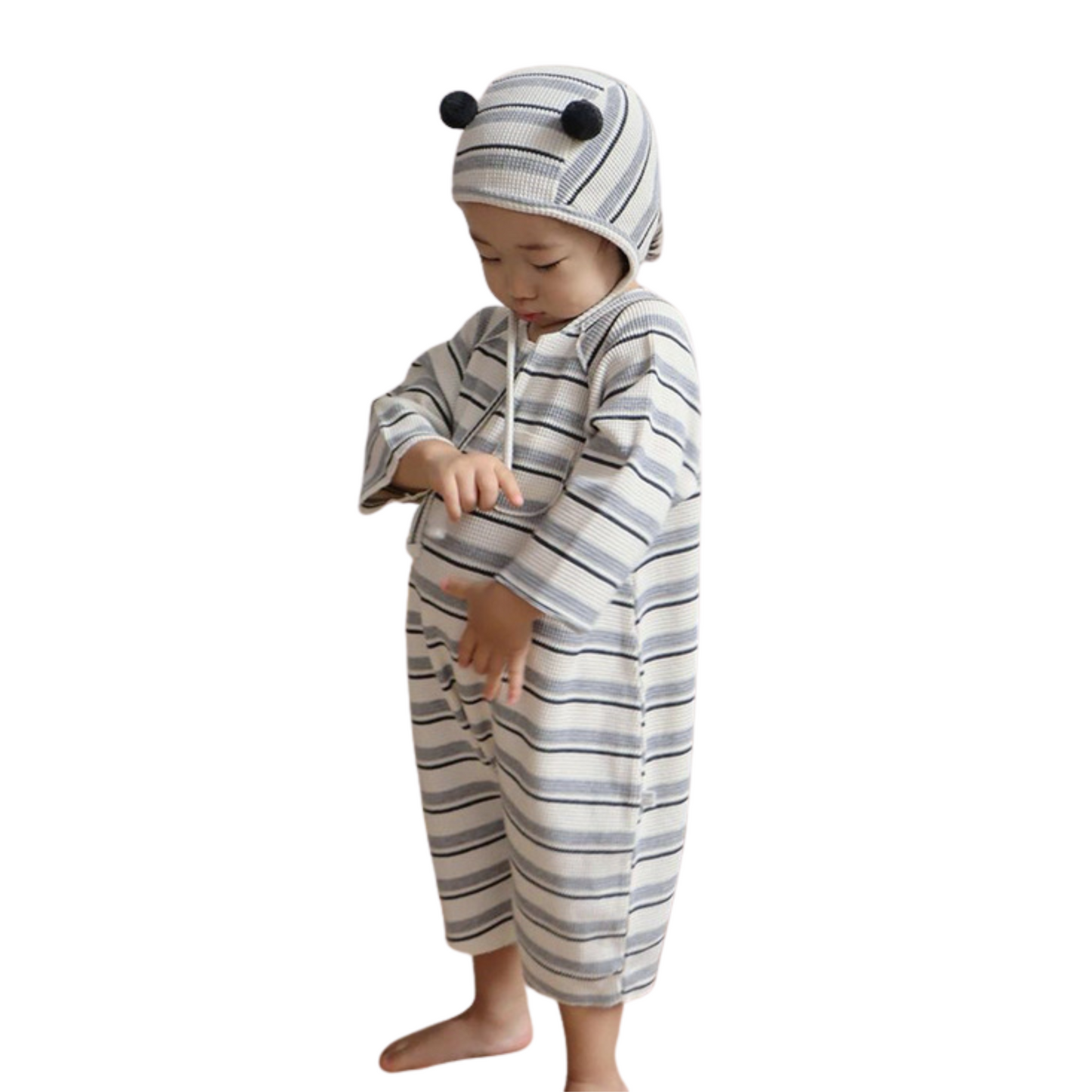 ボーダーワッフルロンパース   wrw25sp061