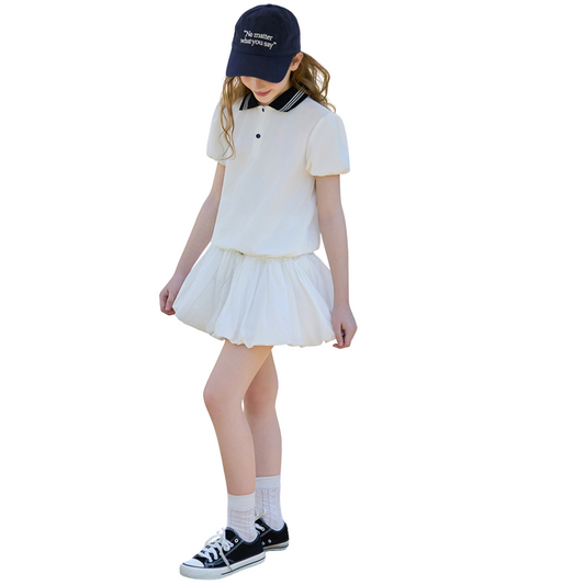 【メール便OK】ポロ襟ボリュームワンピース   wrw25ss426
