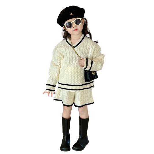 Vネックケーブルニットセット　wrw25aw206