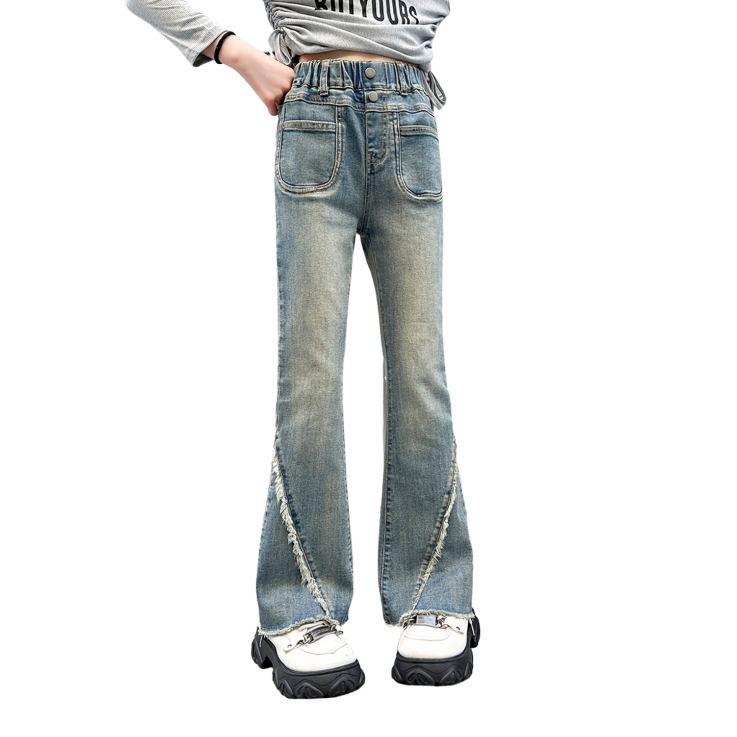 フロント＆バックポケット付きフレアデニムパンツ wrw25aw096