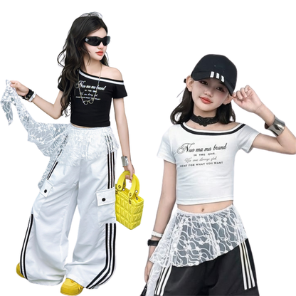 アシメネック ワンショルダー ライン入り Tシャツ  　wrw1062666