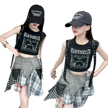 ゴシックバタフライ・チビ丈タンクTシャツ     wrw1062406