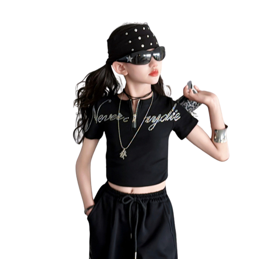 【メール便OK】Y2K キラキラロゴ ハーフジップ タイト Tシャツ 　wrw10621036