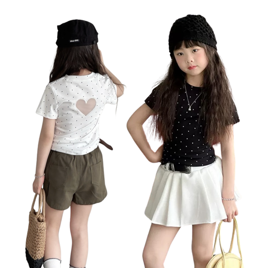 バックハートシアーミニドット柄Tシャツ	wrw1062566