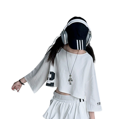 【メール便OK】ナンバープリントクロップドロンT  wrw25aw076