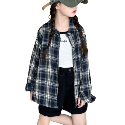 ルーズシルエットチェックネル長袖シャツ　wrw25aw160