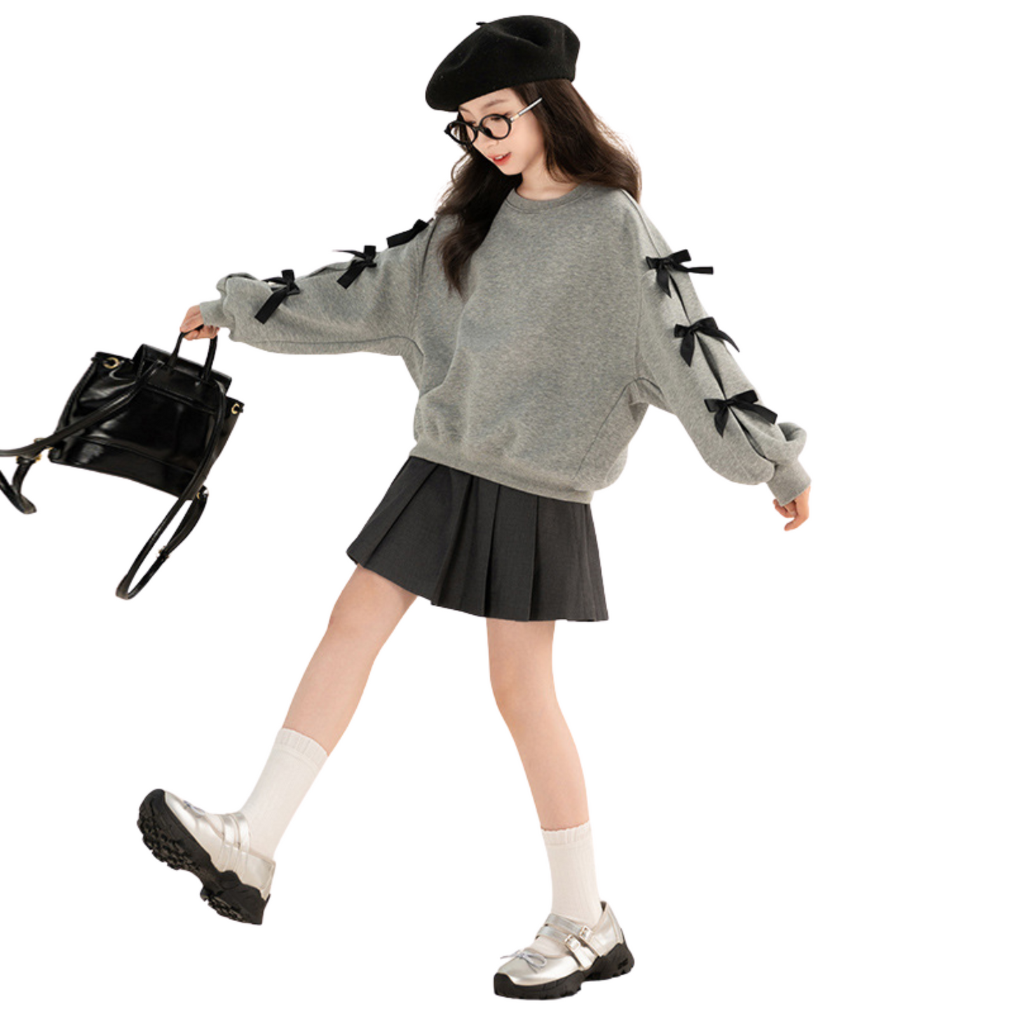 リボン付いた袖のロンT   wrw25aw116