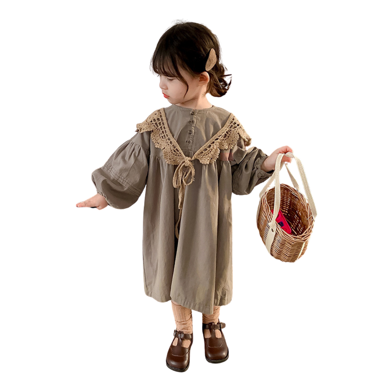 【2点セット】レース襟＋バルーン袖ワンピース　wrw24aw107