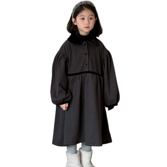 大きな襟とボリューム長袖ワンピース　wrw25aw220