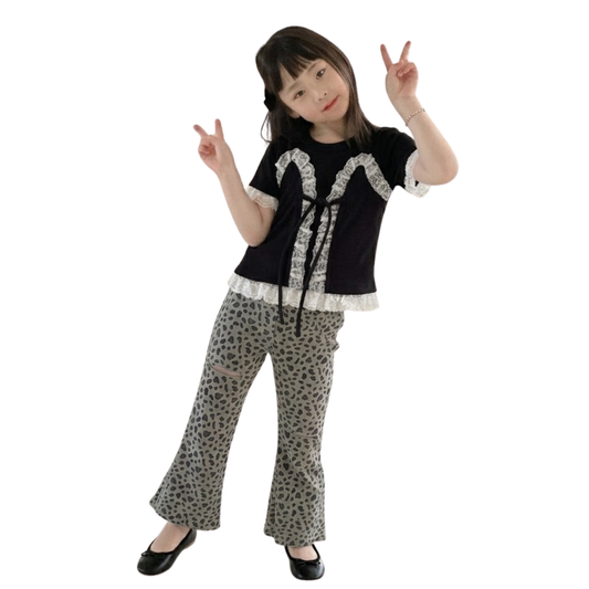 【メール便OK】ビスチェ風 レースフリル ドッキングトップス・Tシャツ   wrw1062756