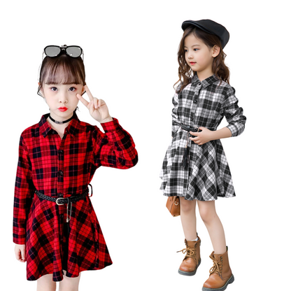 ベルト付きチェックシャツワンピース　wrw25aw086