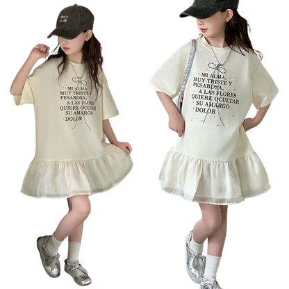 裾フリル切り替え ラフィックＴシャツワンピース     wrw1032256