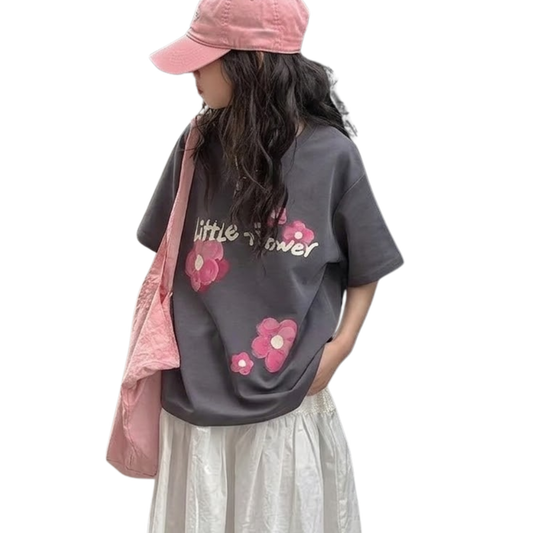ヴィンテージ風グラフィティ・フラワーTシャツ     wrw1062316