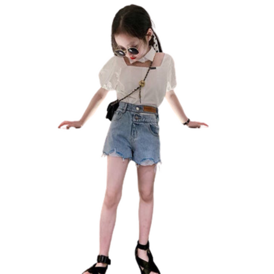 【メール便OK】裾のカットオフデザインデニムショートパンツ   wrw25ss172