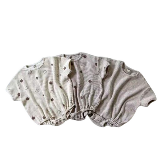 【メール便OK】ワッフルクマ柄ロンパース　wrw24ss407