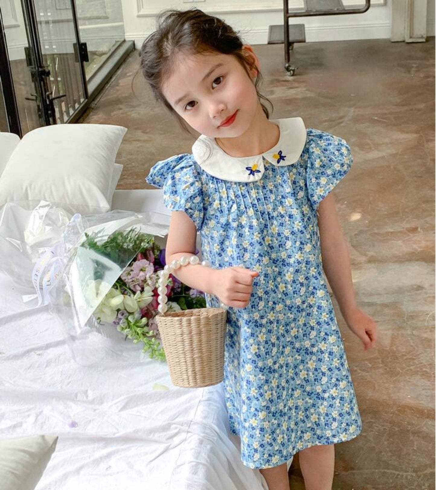 【メール便OK】襟付き 花柄ワンピース   wrw25ss140