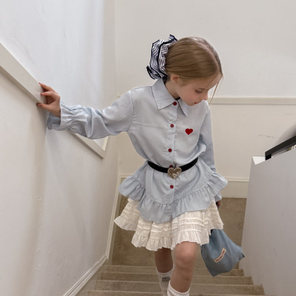 【メール便OK】【2点セット】ベルト＋フリル長袖シャツ　wrw25sp137