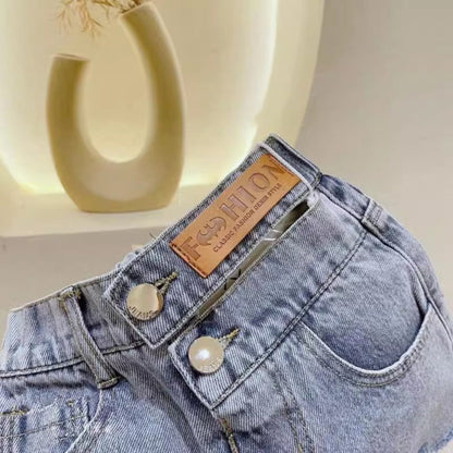 【メール便OK】裾のカットオフデザインデニムショートパンツ   wrw25ss172