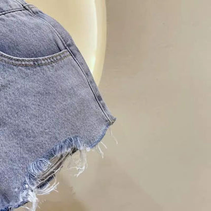 【メール便OK】裾のカットオフデザインデニムショートパンツ   wrw25ss172