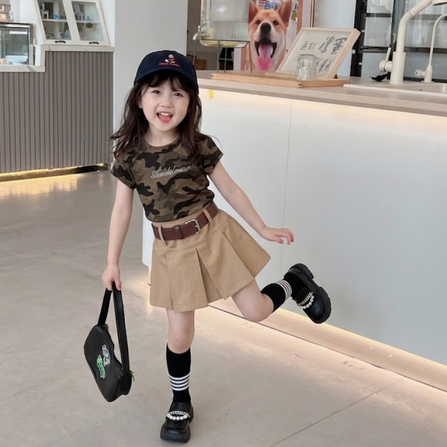 カモフラ総柄 ラインストーンロゴTシャツ	wrw1062236